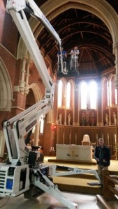 Changing the Sanctuary lights 2015